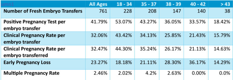 Success Rates Number of Embryo Transfers