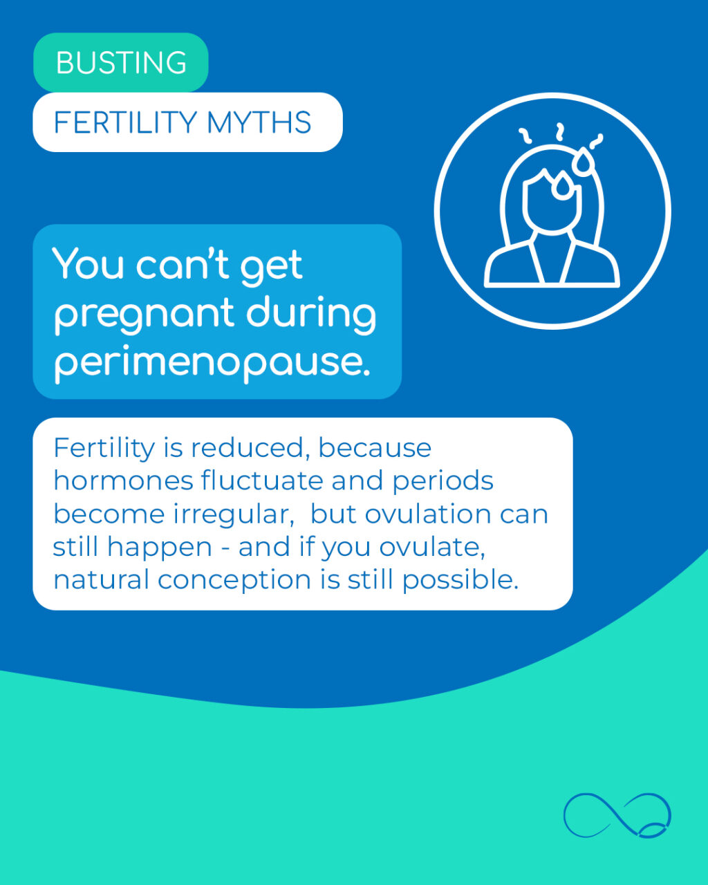 While your fertility is impacted by the perimenopause, it’s still possible to conceive naturally. 

You may also still be eligible for fertility treatments like IVF, though this depends on other factors too, such as your medical history and age.